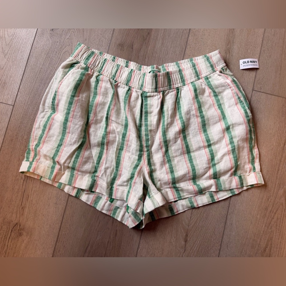🌶️ NWT Old Navy Women's Striped Shorts - Green and Pink. Size 2x